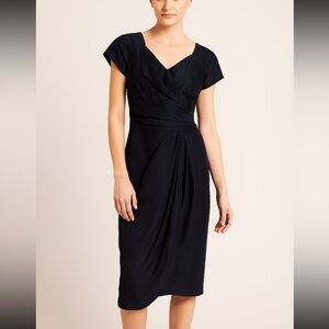 Vintage Navy Silk Pleated Evening Dress